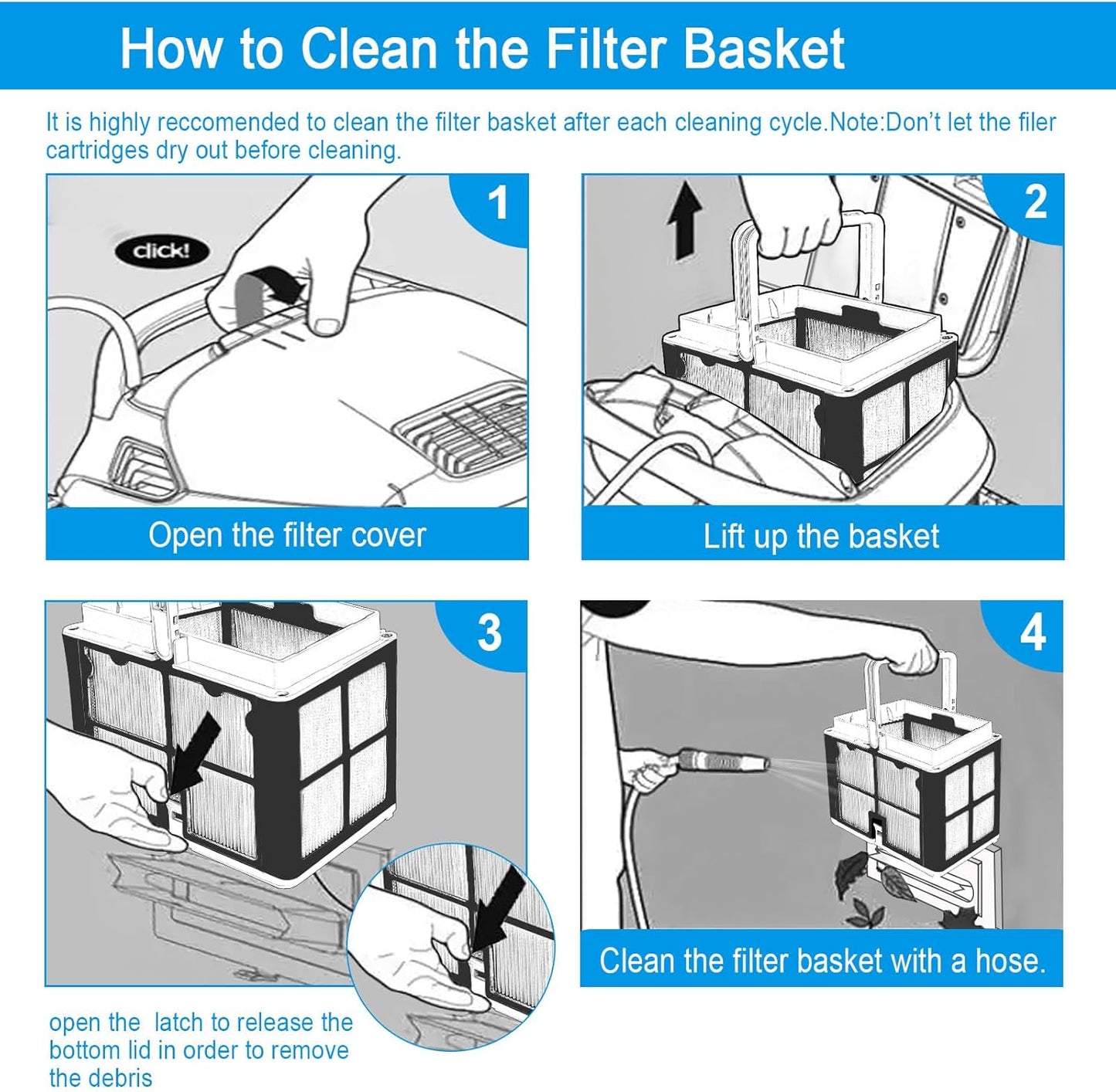 9991460-R1 Ultra Fine Filter Basket Compatible with Dolphin S50 S100 Active 10 & 15 Echo T15 T25 Proteus DX3 Nautilus CC Explorer E20 Solo, Replacement Filter Basket Fits for Robotic Pool Cleaner